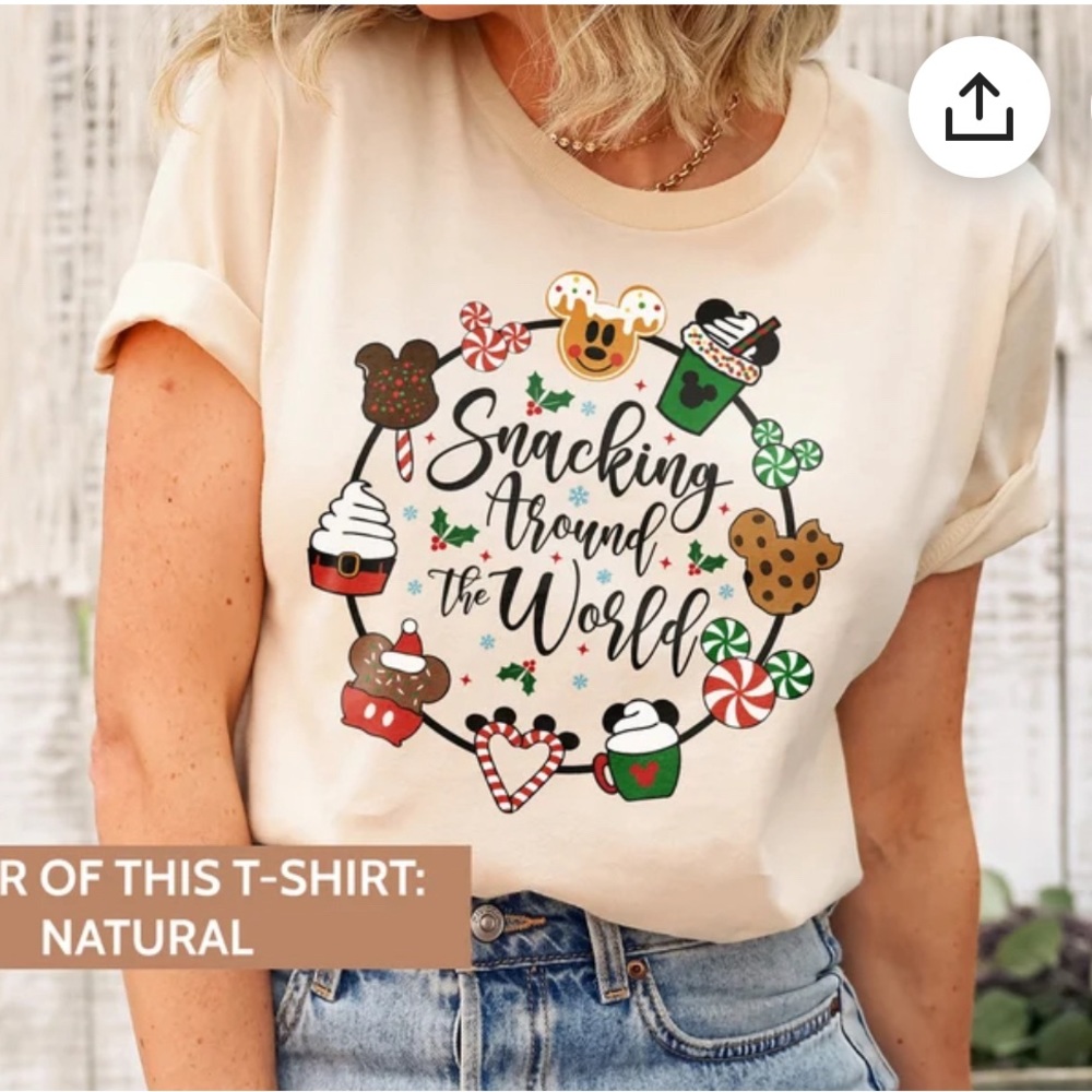 Size small shirt. Never worn. Perfect for Disney. “Snacking around the world”
